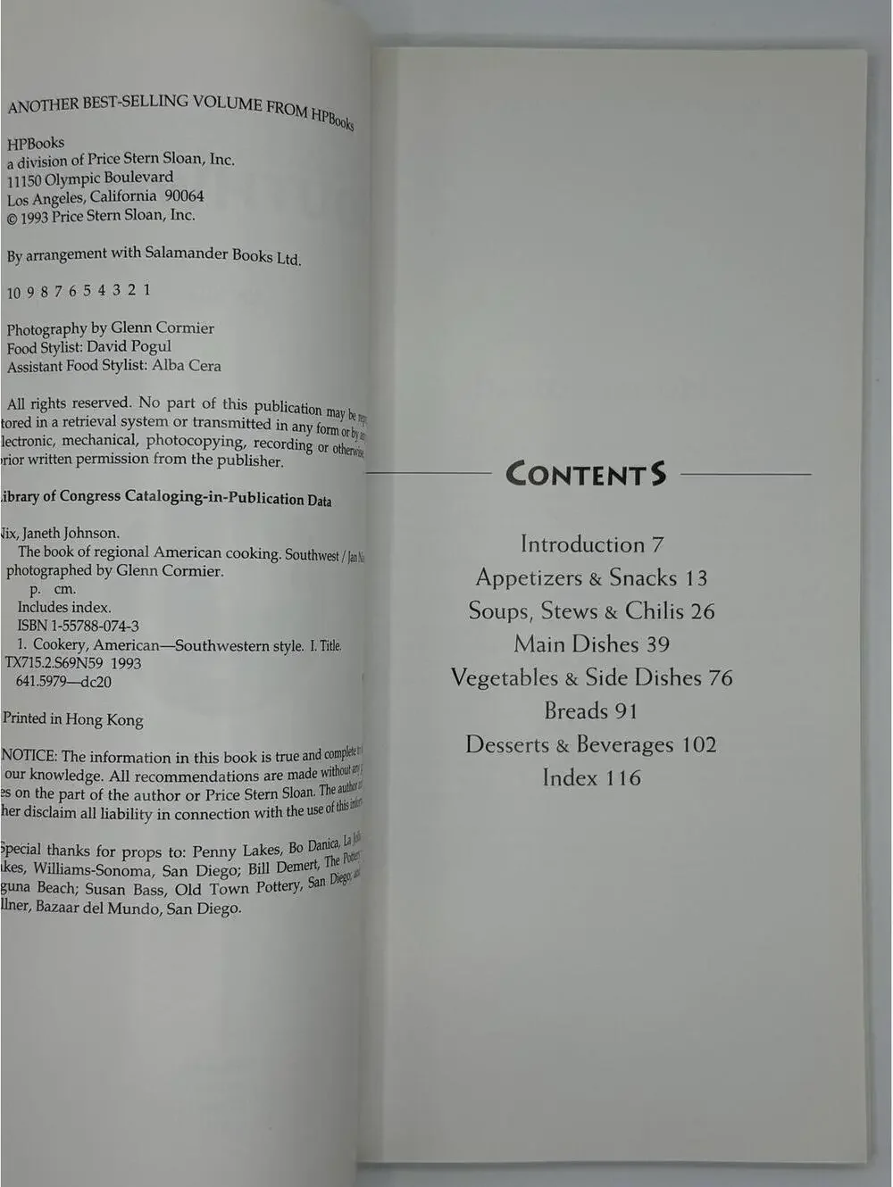 Vintage 1990s Cookbook, Southwest, Regional American Cooking, Southwestern